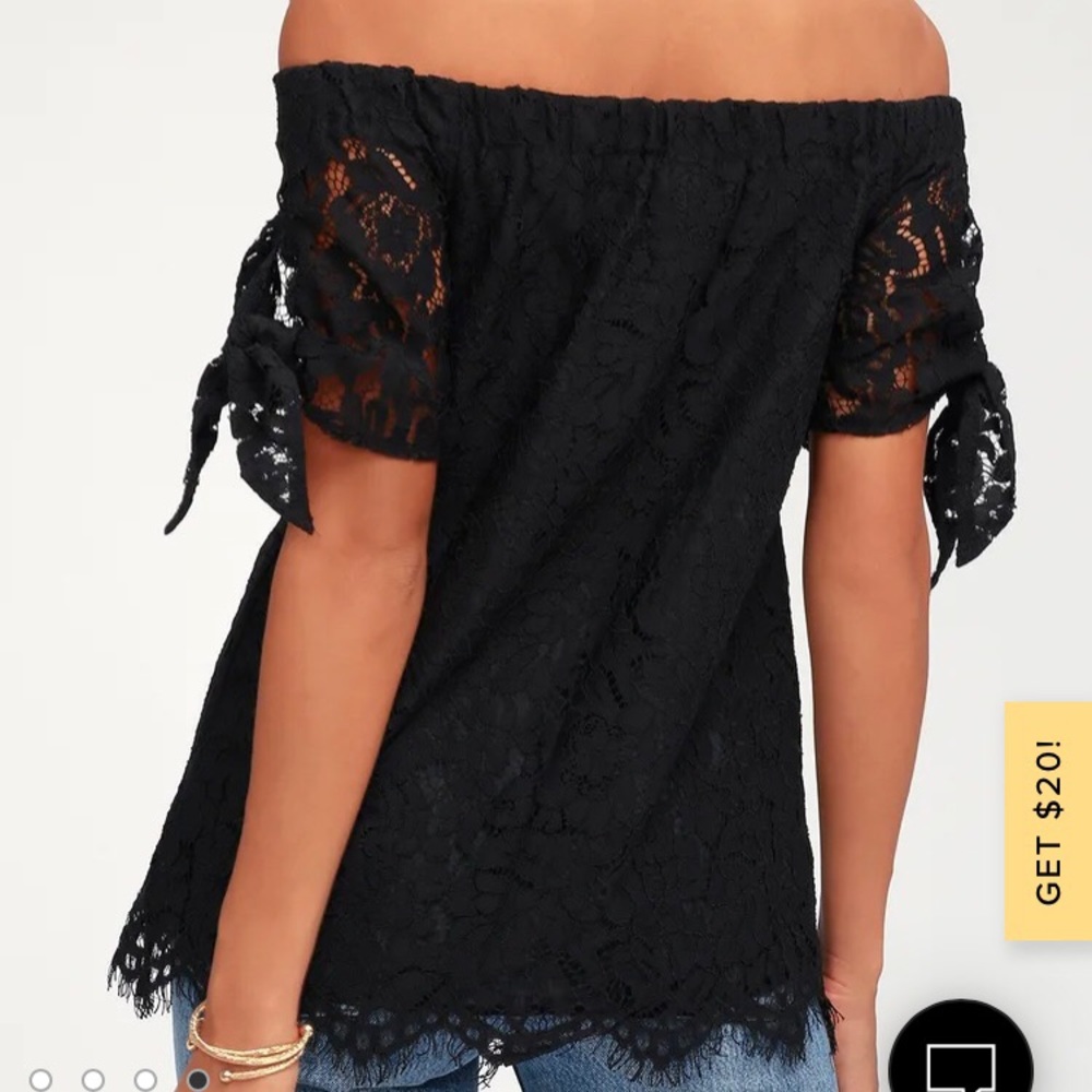 Lulu’s Off the Shoulder Black Lace Top